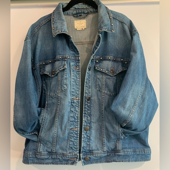 Excellent Condition, Kate Spade Oversized Denim Studded Jean Jacket, Size Large - Picture 3 of 16